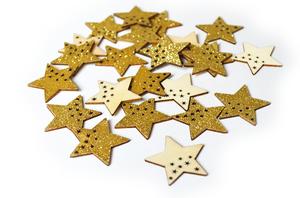 Hvězdičky dřevo glitter