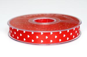 Stuha červená, srdíčka
